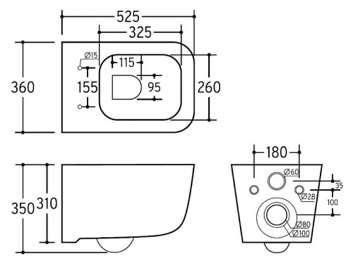 Унитаз Charus Torre Bianca EWC700-126W Pinto Rimless подвесной цвет Белый с сиденьем Микролифт