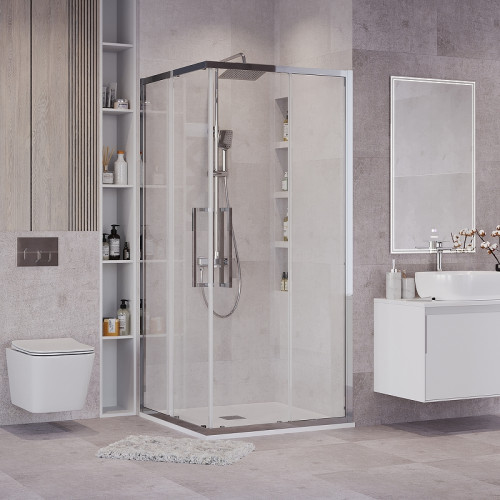 Душевой уголок Grossman Cosmo 100х100 300.K33.02.1010.10.00 профиль Хром стекло прозрачное