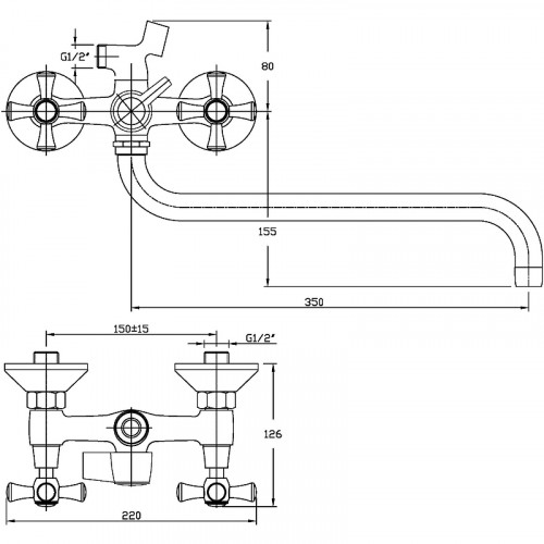 Смеситель для ванны Orange Classic M M71-221cr универсальный Хром на стену