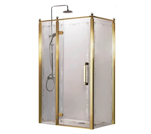Душевой уголок Azario Ontario 120х90 AZ-NBB1231-L 900 GOLD профиль Золото стекло прозрачное с рисунком