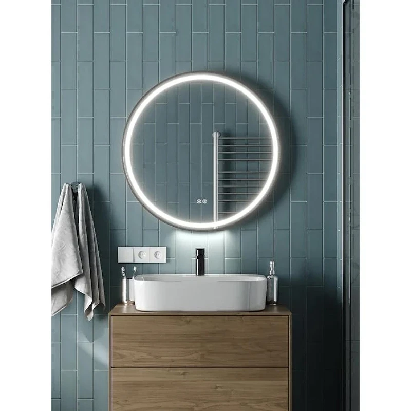 Зеркало Maretti Elena 80 EA1480R03EL с подсветкой цвет Черный с сенсорным выключателем с подогревом и диммером