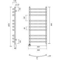 Электрический полотенцесушитель Domoterm Калипсо П10 500x800 EL Хром нержавеющая сталь