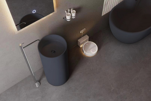 Раковина SantiLine 45 SL-4014MG Серая матовая фаянс напольный