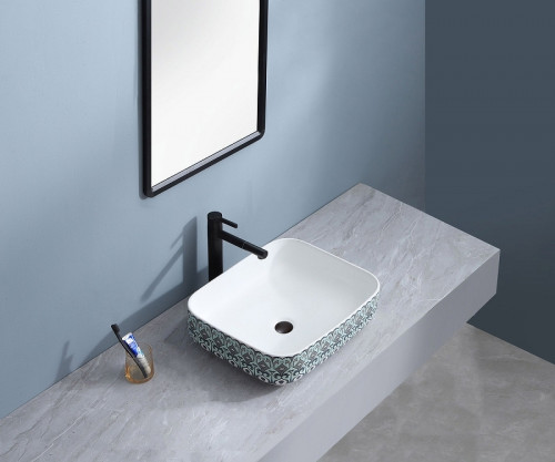 Раковина-чаша Bronze de Luxe Nordic 50 2073 Белая Синяя фаянс накладная