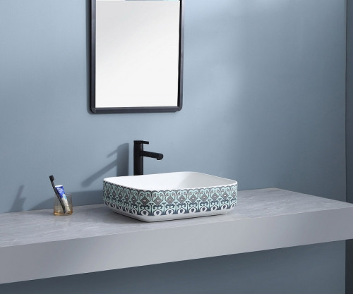 Раковина-чаша Bronze de Luxe Nordic 50 2073 Белая Синяя фаянс накладная