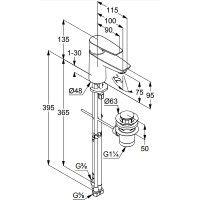Смеситель для раковины Kludi Pure Solid 342760575 Хром латунь