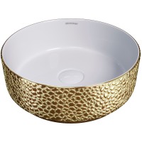 Раковина-чаша Grossman Color 35 GR-5010GWL Золото Белая фаянс накладная