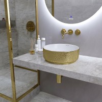 Раковина-чаша Grossman Color 35 GR-5010GWL Золото Белая фаянс накладная