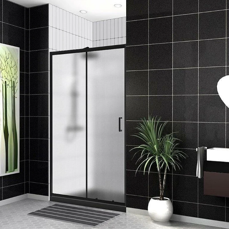 Душевая дверь BelBagno Uno 120 UNO-195-BF-1-120-P-NERO профиль Черный матовый стекло рифленое