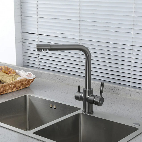 Смеситель для кухни Frap H52 F4352-9 Оружейная сталь латунь