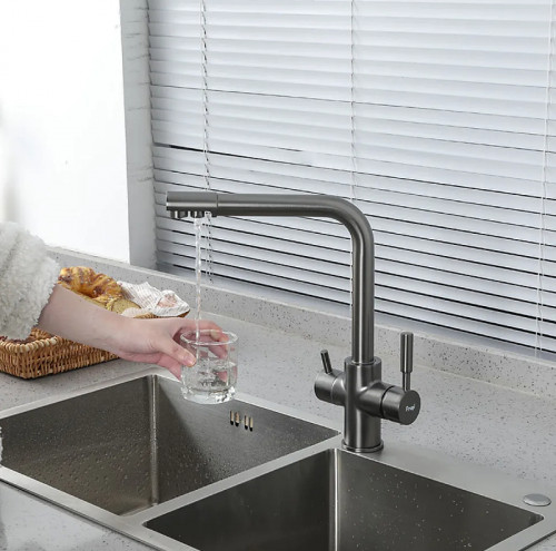 Смеситель для кухни Frap H52 F4352-9 Оружейная сталь латунь