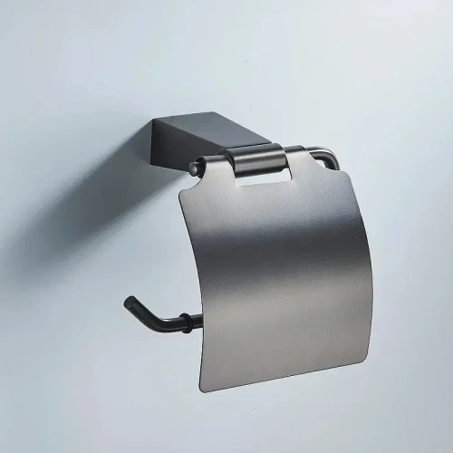 Держатель туалетной бумаги Shevanik SG57T SG5705T с крышкой цвет Оружейная сталь