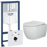 Комплект унитаза Ceramicanova Play CN3001 с инсталляцией Grohe Rapid SL 38775001 с сиденьем Микролифт и клавишей смыва Хром фаянс подвесной