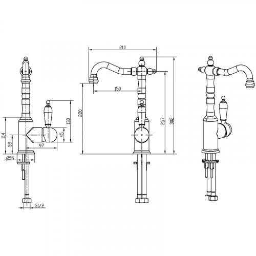 Смеситель для раковины Boheme Crystal 302-CRST Бронза латунь