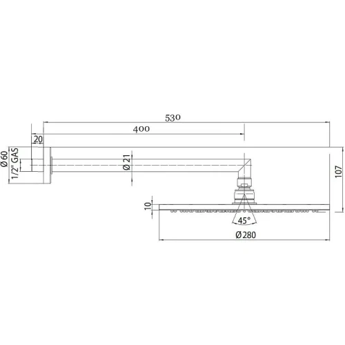 Верхний душ Bossini Cosmo H70596I.073 Черный матовый латунь на стену