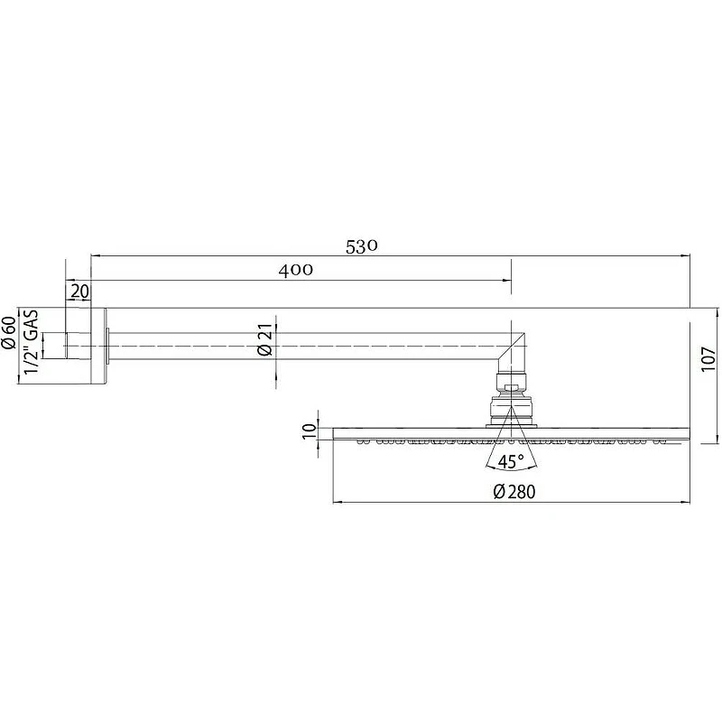 Верхний душ Bossini Cosmo H70596I.073 Черный матовый латунь на стену