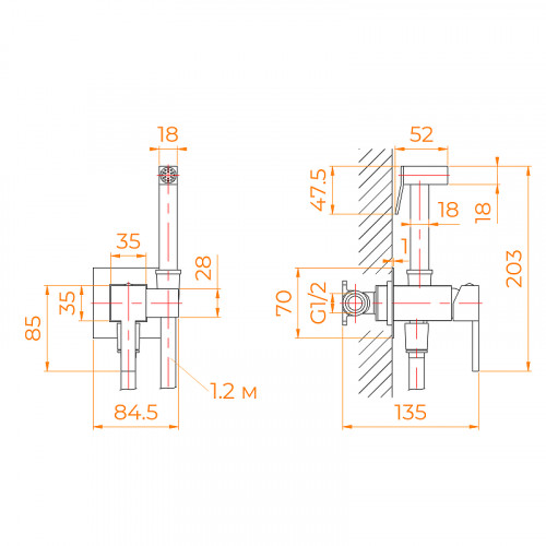 Гигиенический душ со смесителем RGW Shower Panels SP-212 581408212-01 Хром латунь встраиваемый