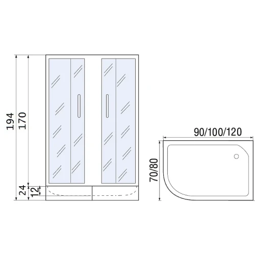 Душевой уголок River Don 100x80 MT R 10000008309 с поддоном