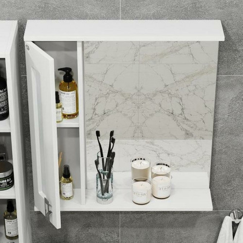 Зеркало со шкафом Onika Кристалл 67.02 206705 с подсветкой Белое МДФ / ЛДСП, стекло