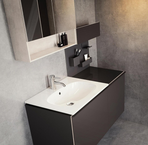 Тумба Geberit Acanto 45 500.618.01.2 подвесная Белое стекло МДФ / ЛДСП, стекло