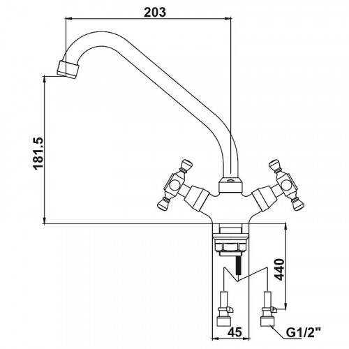 Смеситель для кухни Kaiser Carlson Style 11077 Хром латунь