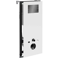 Инсталляция WasserKRAFT Abens 20TLT.010.ME.WH.PB04 для унитаза Белое стекло с клавишей смыва Черный глянец