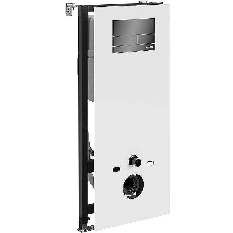 Инсталляция WasserKRAFT Abens 20TLT.010.ME.WH.PB04 для унитаза Белое стекло с клавишей смыва Черный глянец