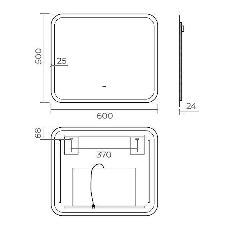 Зеркало Azario Stiv-Lite 60 LED-00002963 с подсветкой с сенсорным выключателем