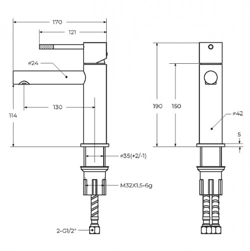 Смеситель для раковины Cezares Relax RELAX-LS2-01-W0 Хром нержавеющая сталь