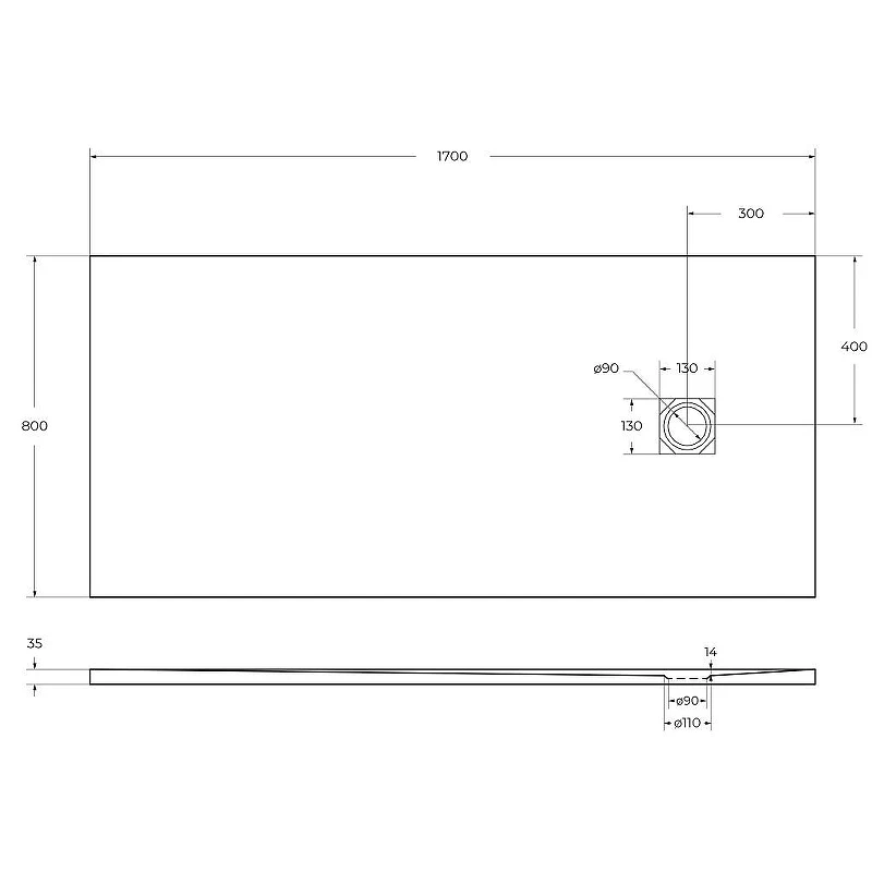 Душевой поддон из искусственного камня BelBagno Uno 170x80 TRAY-MR-UNO-AH-170/80-35-W-NO Белый