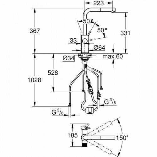 Смеситель для кухни Grohe Blue Pure Minta 30590DC0 Нержавеющая сталь