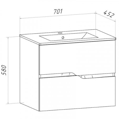 Тумба под раковину Runo Палермо 70 00-00004083 подвесная Белая
