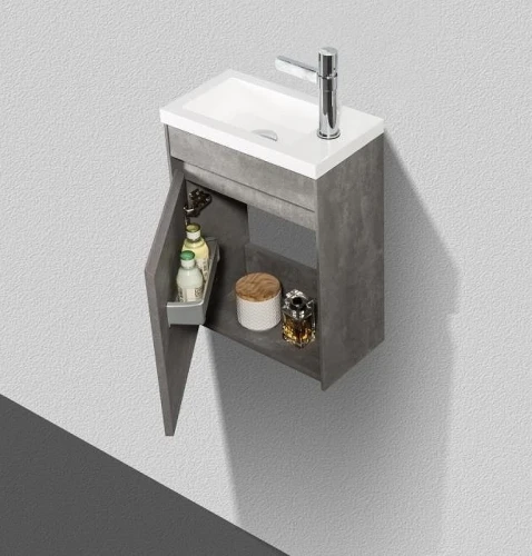Тумба под раковину BelBagno Pietra Mini 46 L PIETRA MINI-460-1A-SO-SCM-L подвесная Stucco Cemento МДФ / ЛДСП