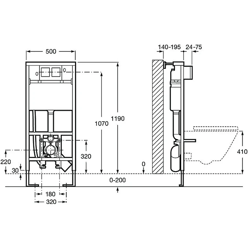 Инсталляция Roca Duplo Bide Smart WC 890090800 для унитаза биде со смывным бачком без клавиши смыва