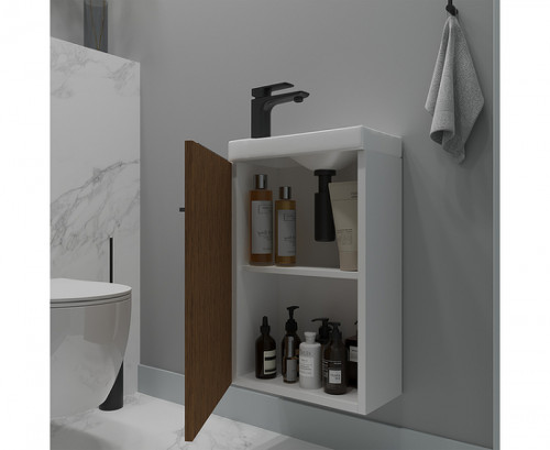 Тумба под раковину ЗОВ Монови Слим 40 MS40T подвесная цвет Белый Тростник