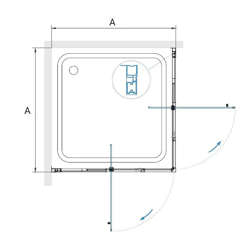 Душевой уголок RGW Passage PA-038B 90x90 350803899-14 профиль Черный стекло прозрачное