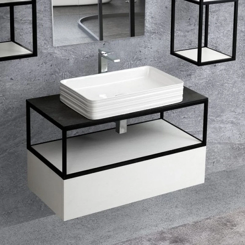 Тумба Cezares Cadro 80 CADRO-80-1C-SO-BG-BLUM подвесная Белый глянец МДФ / ЛДСП
