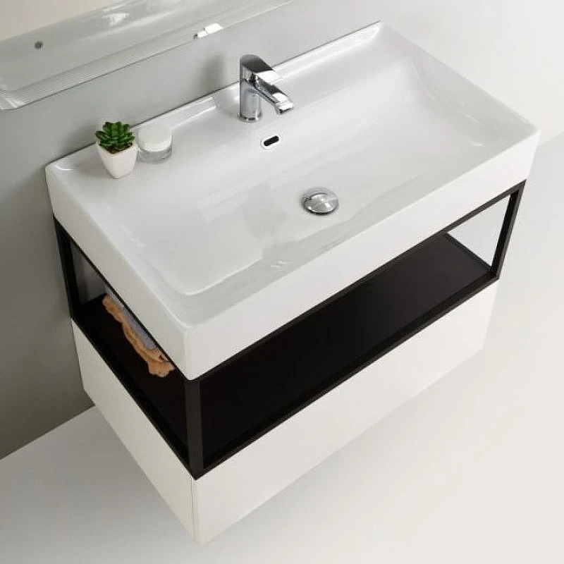 Тумба Cezares Cadro 80 CADRO-80-1C-SO-BG-BLUM подвесная Белый глянец МДФ / ЛДСП