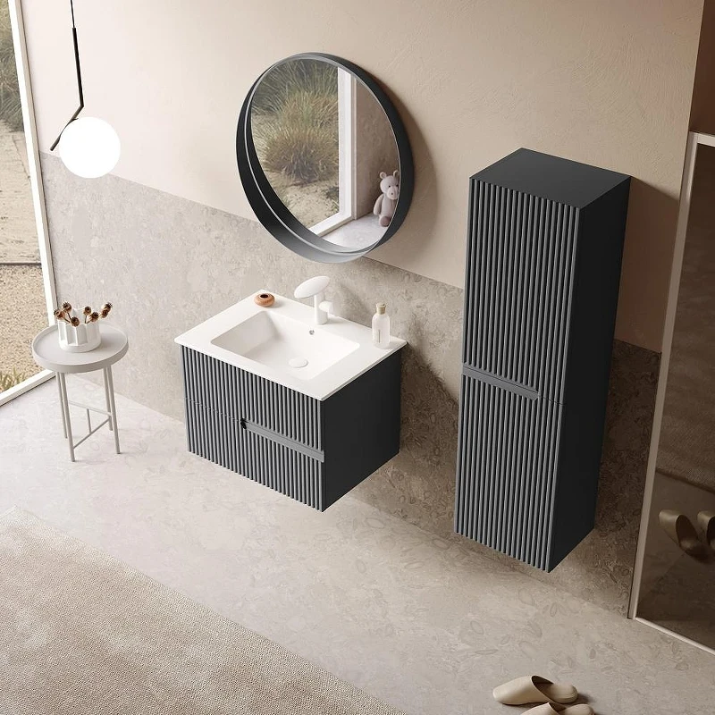Тумба с раковиной Orka Moonlight 70 5003439 подвесная цвет Антрацит матовый