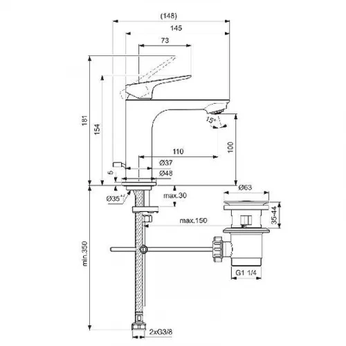 Смеситель для раковины Ideal Standard Ceralife O BE111AA цвет Хром