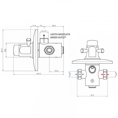 Смеситель для душа Remer Tempor TE30M Хром латунь встраиваемый
