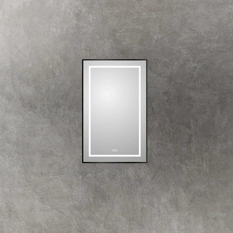 Зеркало BelBagno Kraft 50 SPC-KRAFT-500-800-LED-TCH-WARM-NERO с подсветкой Черное с сенсорным выключателем и подогревом стекло