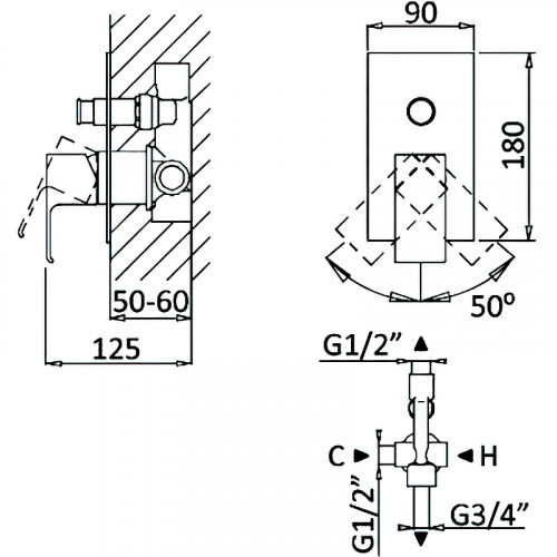 Смеситель для душа Cezares Porta-VDIM-BIO Белый матовый латунь встраиваемый