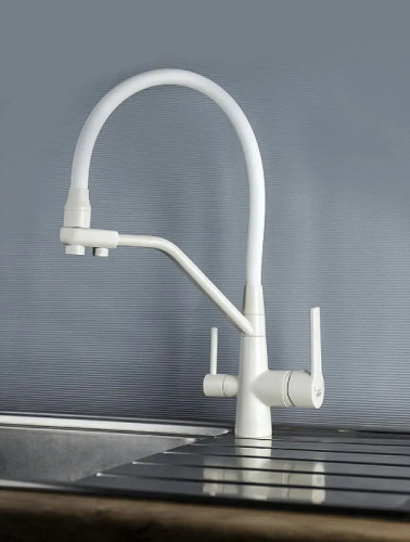 Смеситель для кухни Viko V-5504 Белый латунь