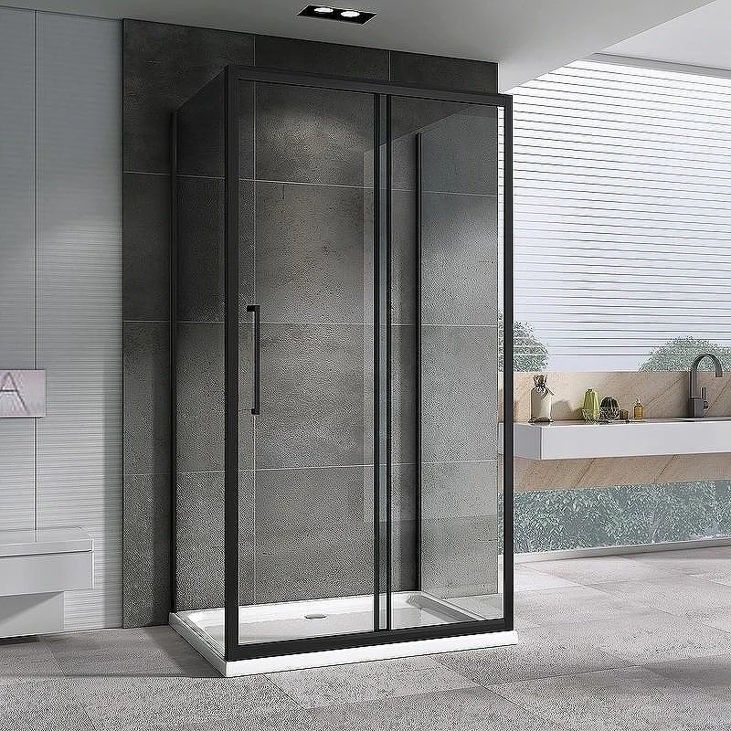 Душевой уголок Abber Schwarzer Diamant 180x50 AG30180BH-S50B-S50B профиль Черный стекло прозрачное