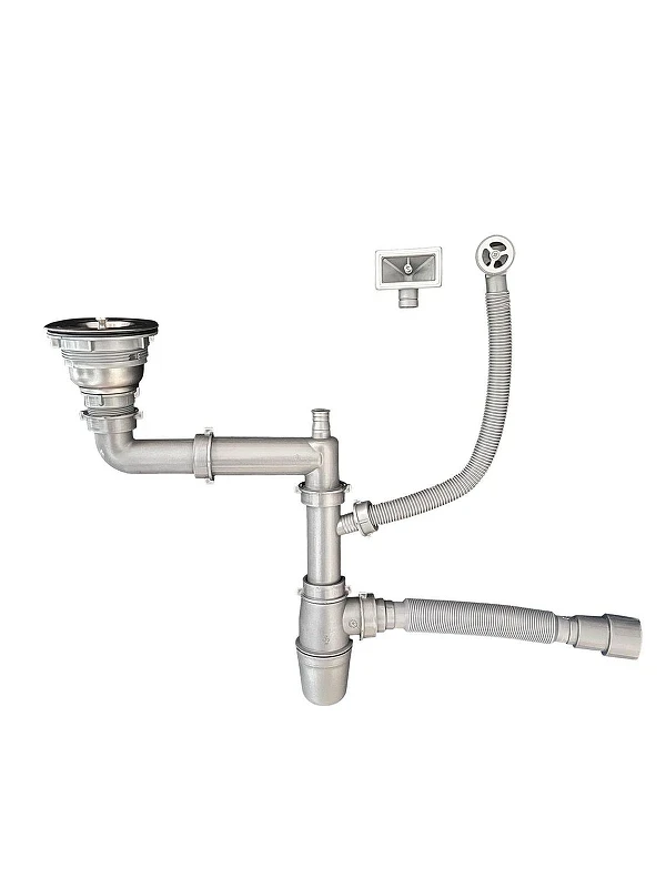 Сифон для кухонной мойки Aquanet 372024 цвет Серый