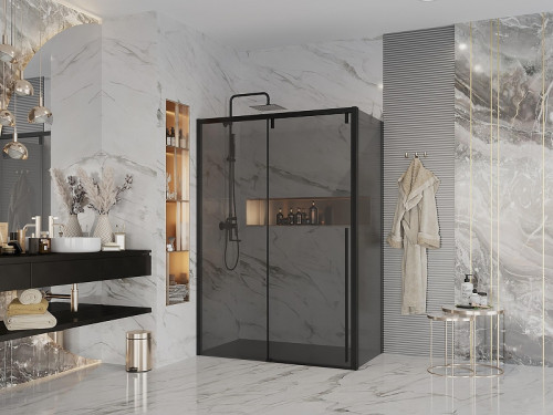 Душевая стенка Ambassador Intense 100 100IBB профиль Черный cтекло тонированное