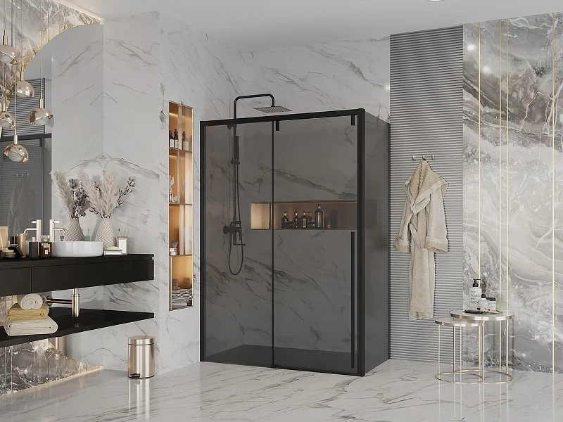 Душевая стенка Ambassador Intense 100 100IBB профиль Черный cтекло тонированное