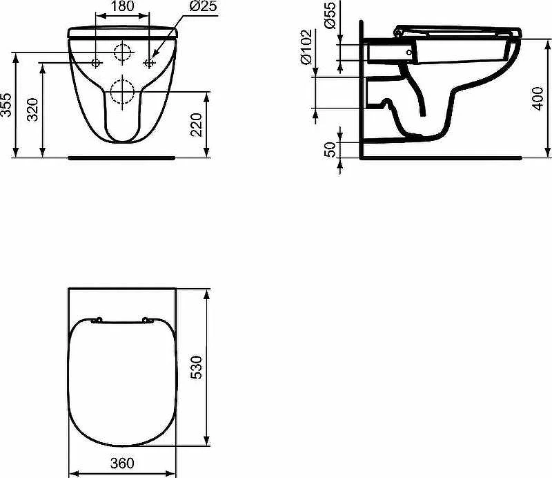 Унитаз с инсталляцией Ideal Standard W440101 с сиденьем Микролифт