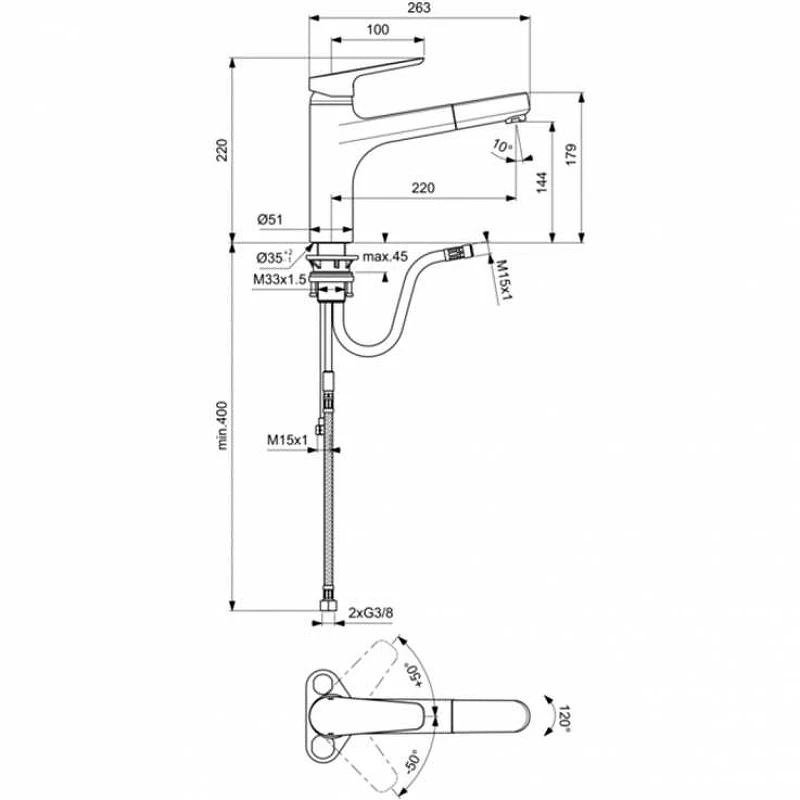 Смеситель для кухни Ideal Standard Ceraplan III B0956AA Хром латунь